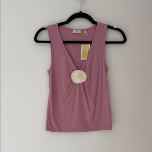 Wilfred Mauve Tank Top with Cream Floral Detail